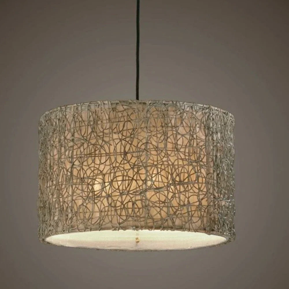 Rustic Woven Metal Light fixture / pendant